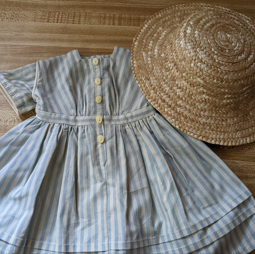 American Girl Pleasant Company Kirsten Summer Fishing Dress & Non-AG Hat NO DOLL